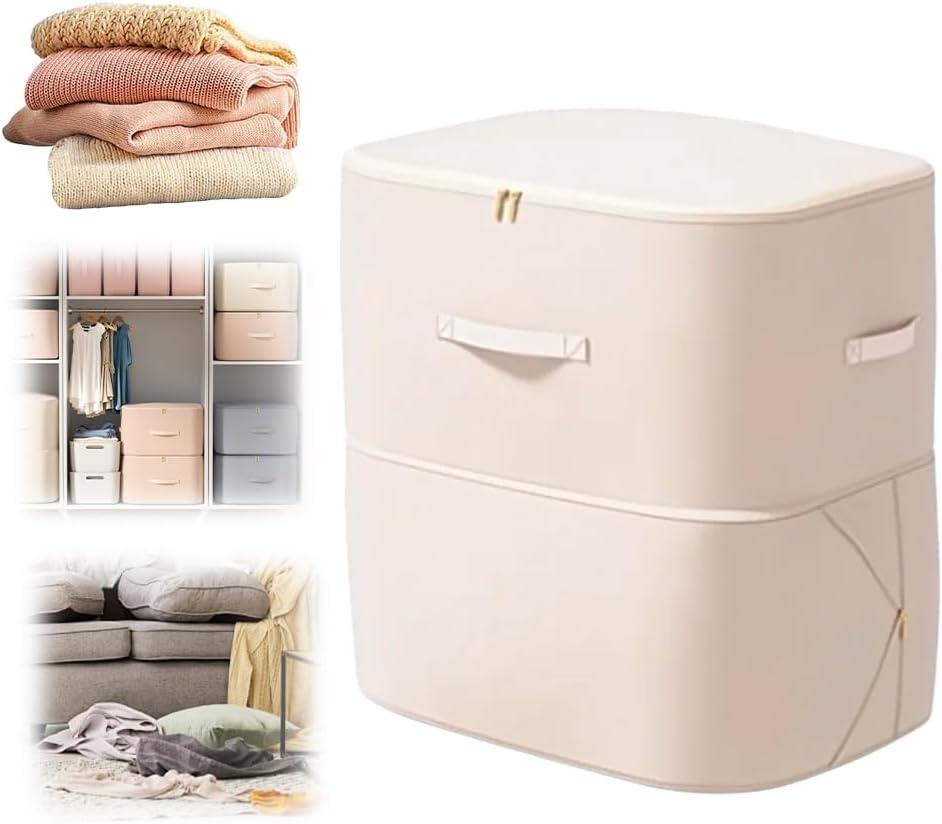 image:image3Layer Ultra Space Saving Self Compression Organizer 2026 NEW Multifunctional Organizer with Zipper Foldable Storage Bag Compression Bags for Comforters Blankets Bedding Duvet Blue LargeBeige