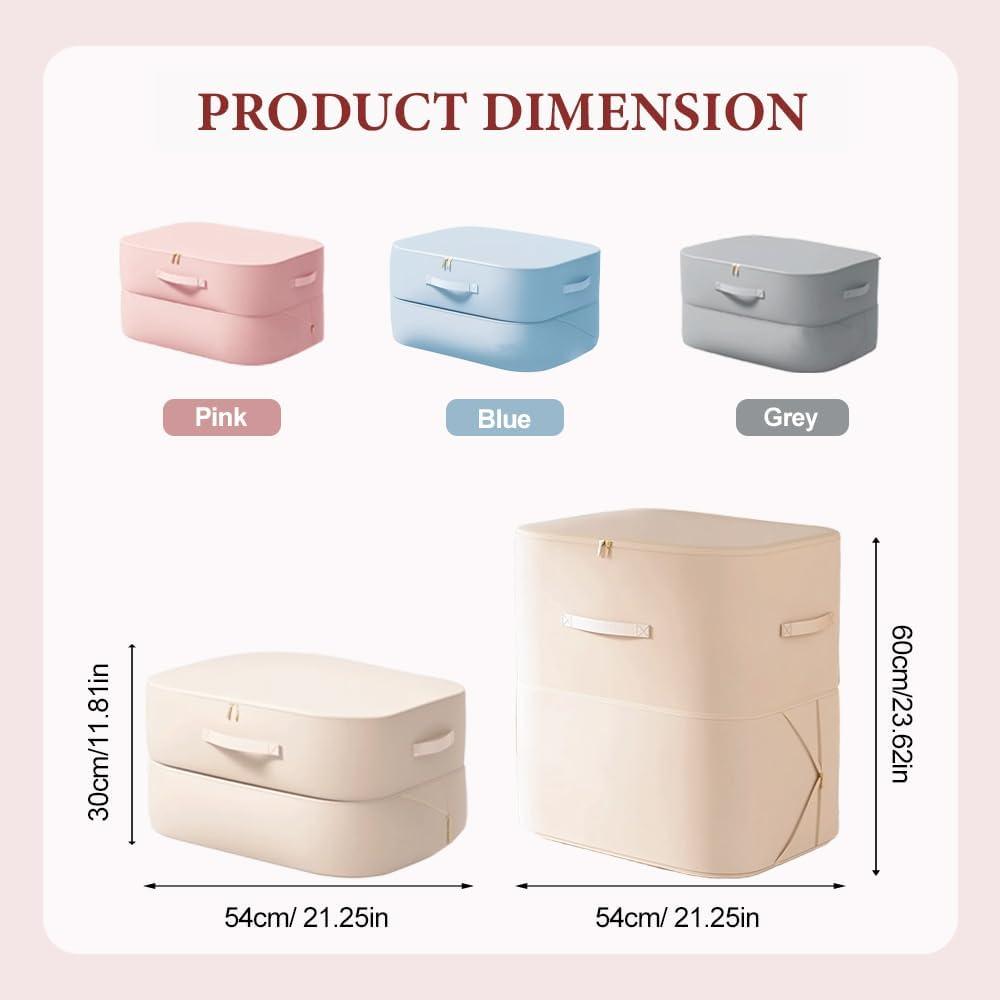 image:image3Layer Ultra Space Saving Self Compression Organizer 2026 NEW Multifunctional Organizer with Zipper Foldable Storage Bag Compression Bags for Comforters Blankets Bedding Duvet Blue LargePink