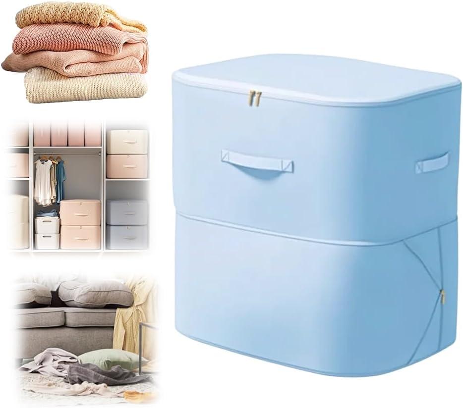 image:image3Layer Ultra Space Saving Self Compression Organizer 2026 NEW Multifunctional Organizer with Zipper Foldable Storage Bag Compression Bags for Comforters Blankets Bedding Duvet Blue LargeBlue