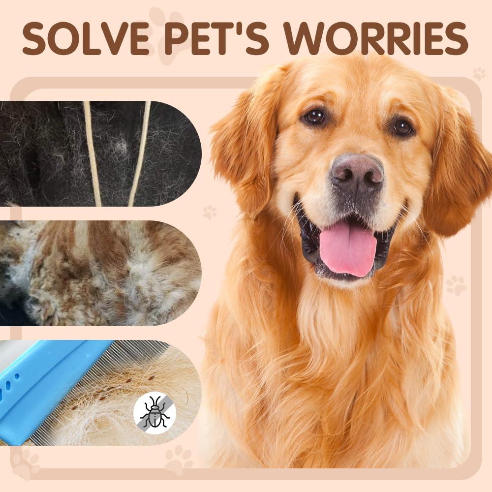 image:imageFlea Comb with Rubber Handle 2025 Upgraded Fine Tooth Dandruff Comb for Dogs amp Cats Fine Tooth Dog Combs for Grooming PinkBlue