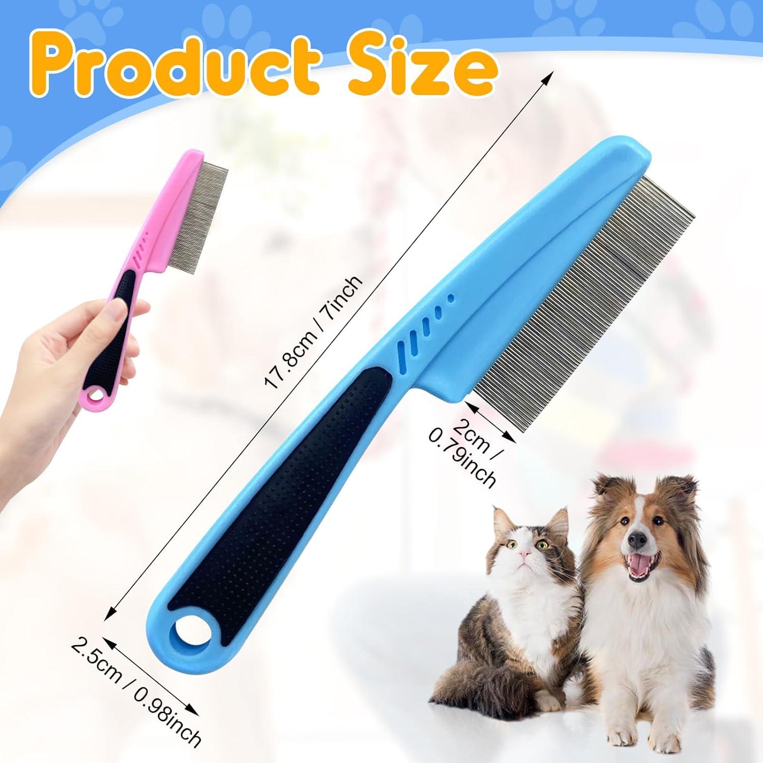 image:imageFlea Comb with Rubber Handle 2025 Upgraded Fine Tooth Dandruff Comb for Dogs amp Cats Fine Tooth Dog Combs for Grooming PinkRed