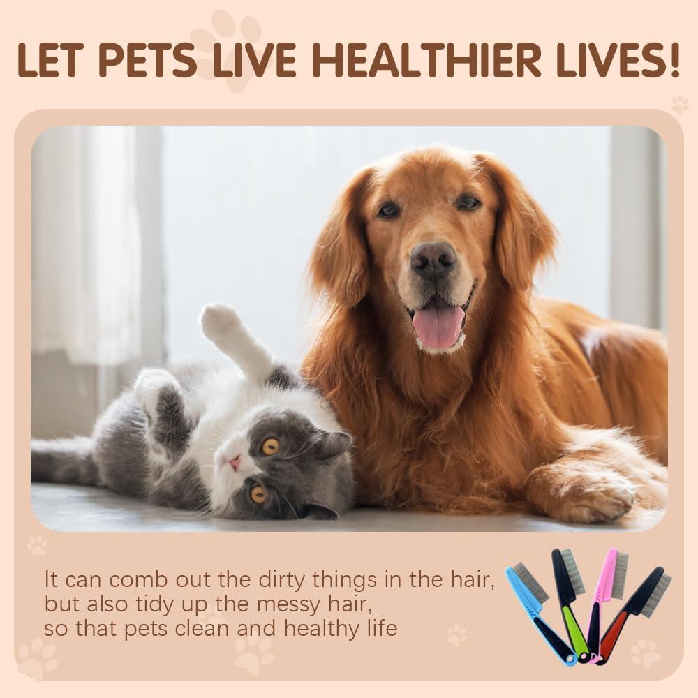 image:imageFlea Comb with Rubber Handle 2025 Upgraded Fine Tooth Dandruff Comb for Dogs amp Cats Fine Tooth Dog Combs for Grooming PinkRed
