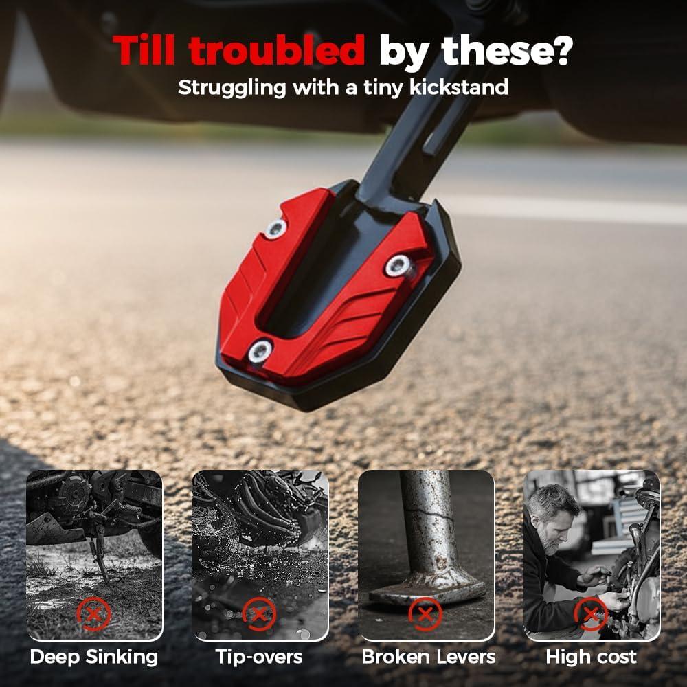 image:imageMotorcycle Kickstand Foot Side Stand Extension 2026 New Heavy Duty AntiSkid Enlarged Kickstand Plate Universal MotorcycleSide Stand Extension Pad for All Bikes 3PC MIX12PC SliverGold