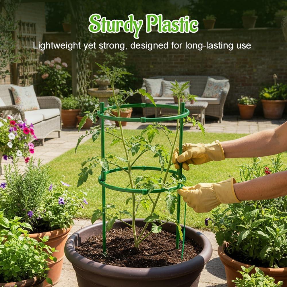 image:imagePlant Support Stakes 2025 Upgraded Tomato Cages for Garden Garden Flower Stakes Round Plants Support for Indoor Outdoor Climbing Plants Vegetable Flower Pot 6 GreenGreen