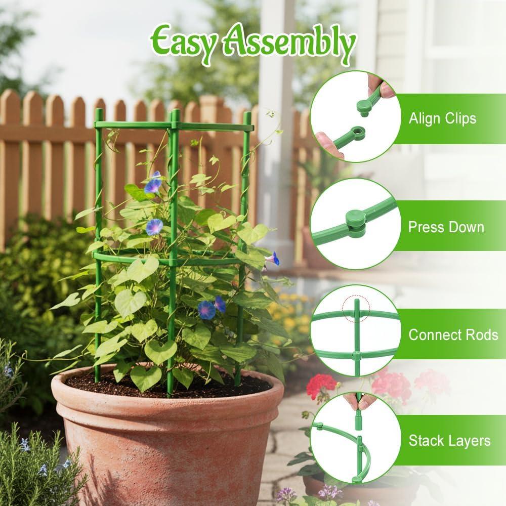 image:imagePlant Support Stakes 2025 Upgraded Tomato Cages for Garden Garden Flower Stakes Round Plants Support for Indoor Outdoor Climbing Plants Vegetable Flower Pot 6 GreenGreen