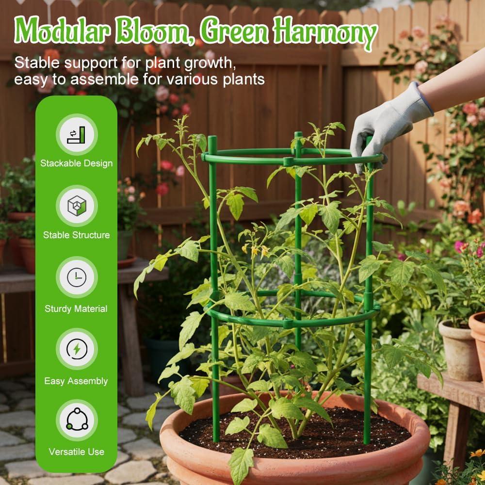 image:imagePlant Support Stakes 2025 Upgraded Tomato Cages for Garden Garden Flower Stakes Round Plants Support for Indoor Outdoor Climbing Plants Vegetable Flower Pot 6 GreenGreen