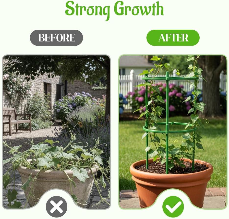 image:imagePlant Support Stakes 2025 Upgraded Tomato Cages for Garden Garden Flower Stakes Round Plants Support for Indoor Outdoor Climbing Plants Vegetable Flower Pot 6 GreenGreen