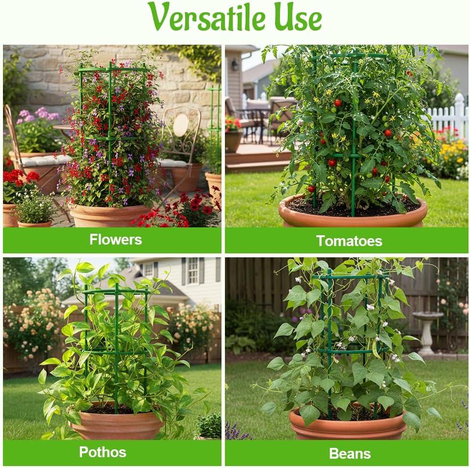 image:imagePlant Support Stakes 2025 Upgraded Tomato Cages for Garden Garden Flower Stakes Round Plants Support for Indoor Outdoor Climbing Plants Vegetable Flower Pot 6 GreenGreen