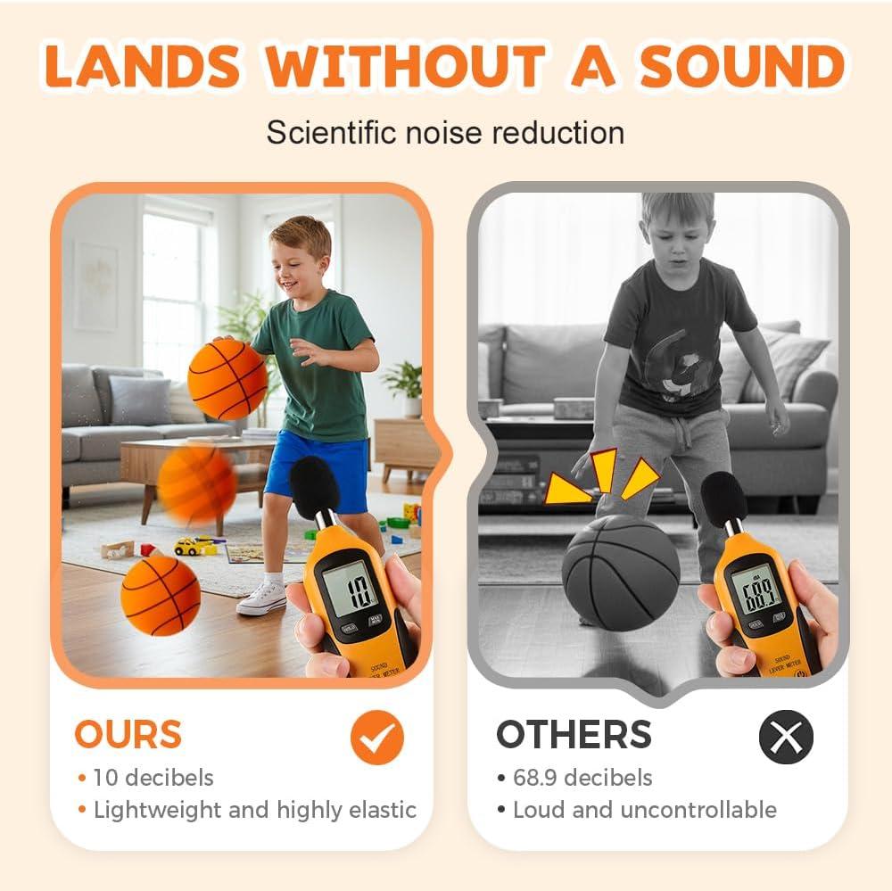 image:imageSilent Basketball 2025 Upgrade Quiet Foam Basketballs for Indoor Durable Dribbling Ball for Apartments Noiseless Soft Washable Higher Bounce Basketball for TrainingOrange