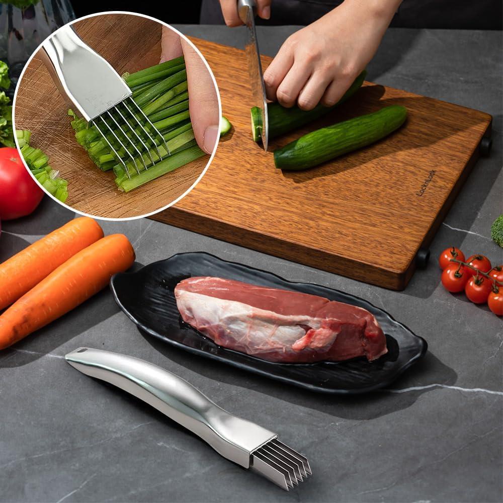 image:imageStainless Steel Onion Cutter 2026 New Shred Silk for Vegetable Household Multifunctional Food Slicer Gadget Home Kitchen Cutter Sharp Scallion Shredding 2PCSGoldSliver2PCSGoldSliver