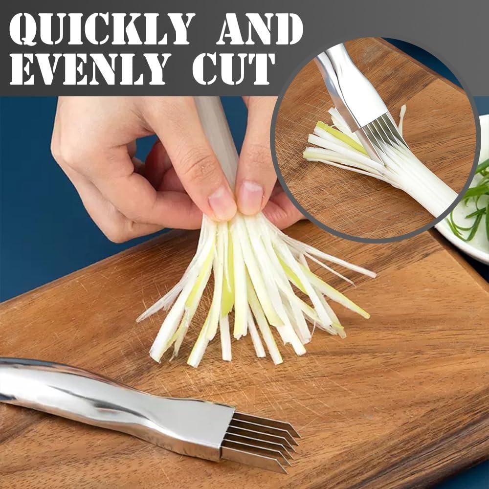 image:imageStainless Steel Onion Cutter 2026 New Shred Silk for Vegetable Household Multifunctional Food Slicer Gadget Home Kitchen Cutter Sharp Scallion Shredding 2PCSGoldSliver2PCSGoldSliver