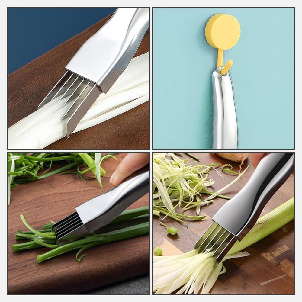 image:imageStainless Steel Onion Cutter 2026 New Shred Silk for Vegetable Household Multifunctional Food Slicer Gadget Home Kitchen Cutter Sharp Scallion Shredding 2PCSGoldSliver3PCSGreenRedRose Gold