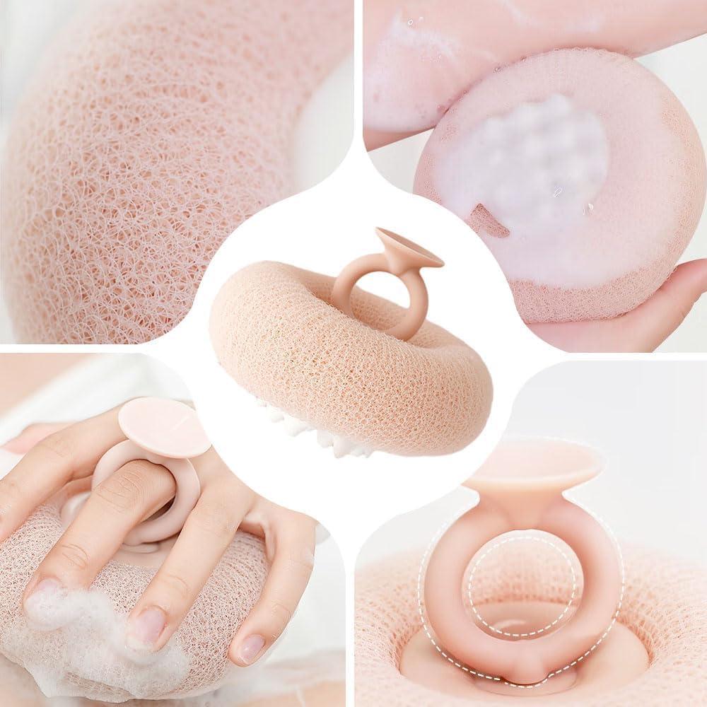 image:imageSuper Soft Sunflower Suction Cup Bath Ball 2025 Upgraded Exfoliating Shower Brushes 2PCS Magic Exfoliating Bath Sponge Sponge Mesh Pouf Shower Ball for Men Women Shower 2PCApricotPurple2pcyellowgreen