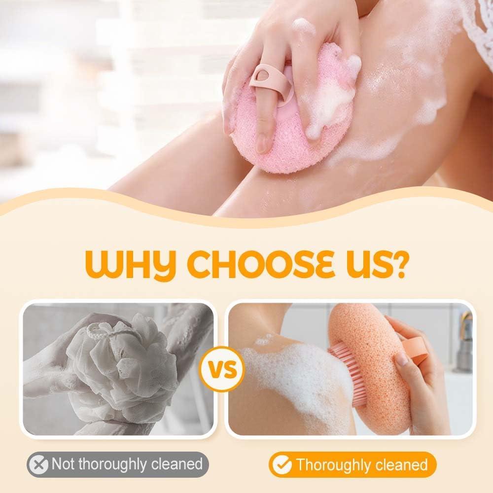 image:imageSuper Soft Sunflower Suction Cup Bath Ball 2025 Upgraded Exfoliating Shower Brushes 2PCS Magic Exfoliating Bath Sponge Sponge Mesh Pouf Shower Ball for Men Women Shower 2PCApricotPurple4pcsmix2