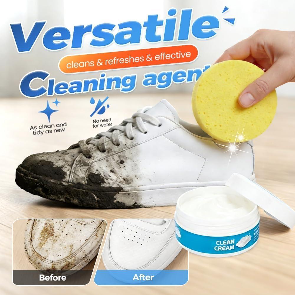 image:imageWhite Shoe Cleaner Cream 2026 Upgraded Multipurpose White Shoe Cleaning Cream for Leather Sneakers Soles Removes Dirt3pcs With Sponge