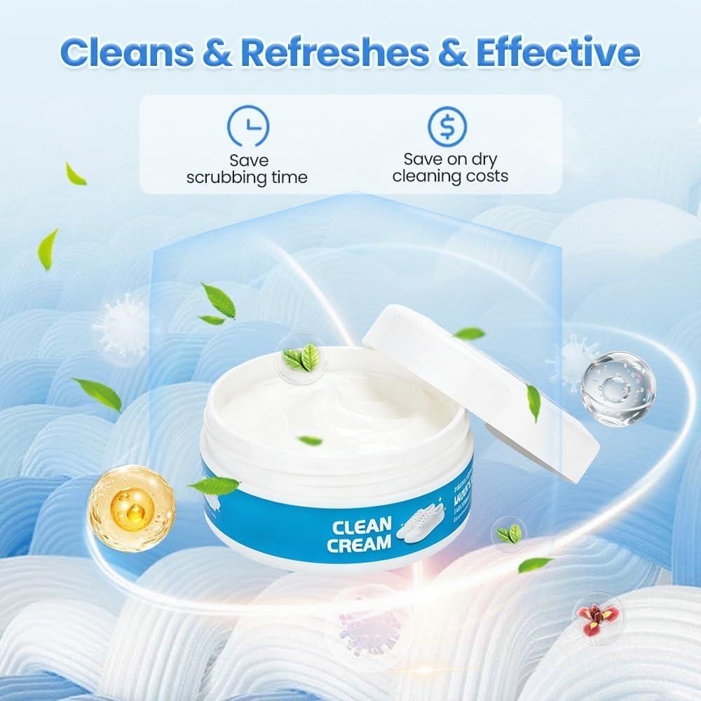 image:imageWhite Shoe Cleaner Cream 2026 Upgraded Multipurpose White Shoe Cleaning Cream for Leather Sneakers Soles Removes Dirt3pcs With Sponge