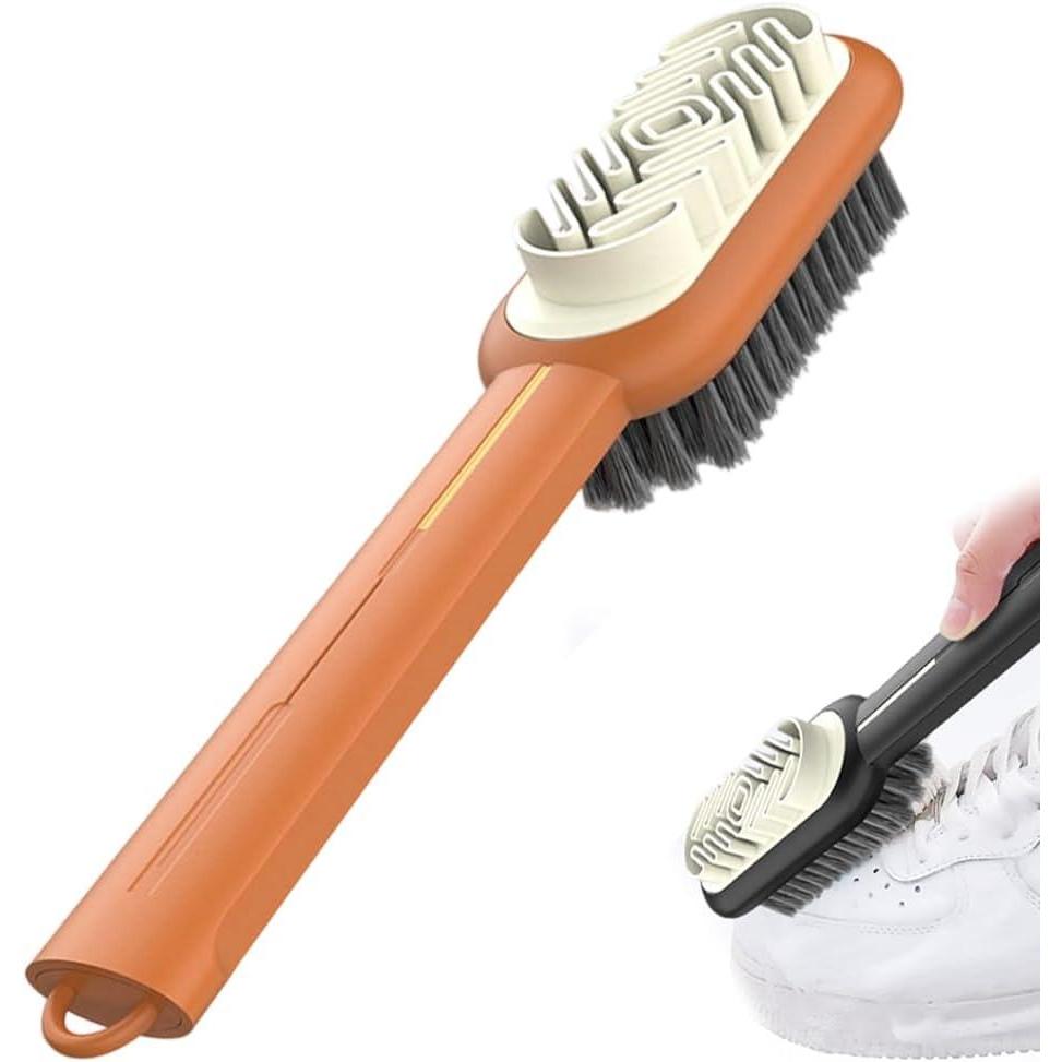 image:image2 in 1 Scrub Suede Shoe Brush 2025 New Portable Shoe Cleaner MultiPurpose Nubuck Cleaner for Handbags Soft Bristle Brush for Sofa and Coats Leather Cleaning Brush for Men and Women BlackBrown