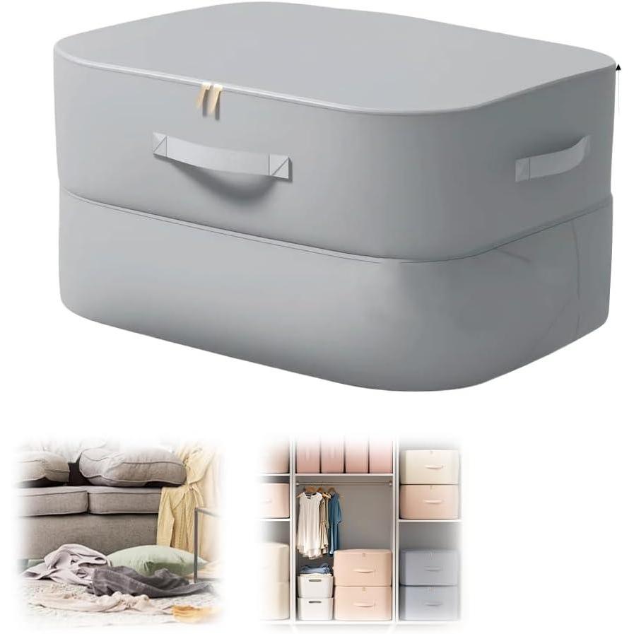 image:image3Layer Ultra Space Saving Self Compression Organizer 2026 NEW Multifunctional Organizer with Zipper Foldable Storage Bag Compression Bags for Comforters Blankets Bedding Duvet Blue LargeGrey
