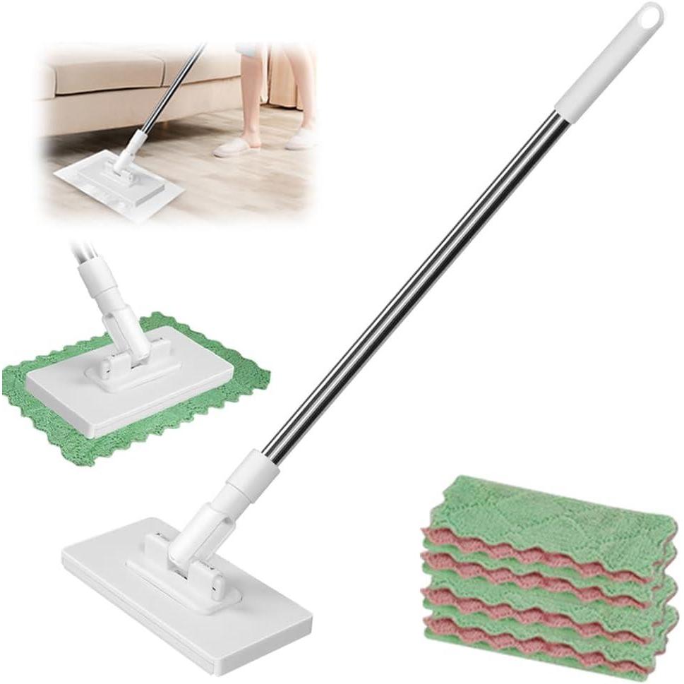 image:imageDisposable Dust Mop with 4 Reusable Cloths 2026 Upgraded 39in Long Handle Retractable Gap Dust Cleaner with Locking Head for Washing Walls Corners amp MultiSurface Cleaning 1 Mop4 Cleaning Cloths1 Mop4 Cleaning Cloths