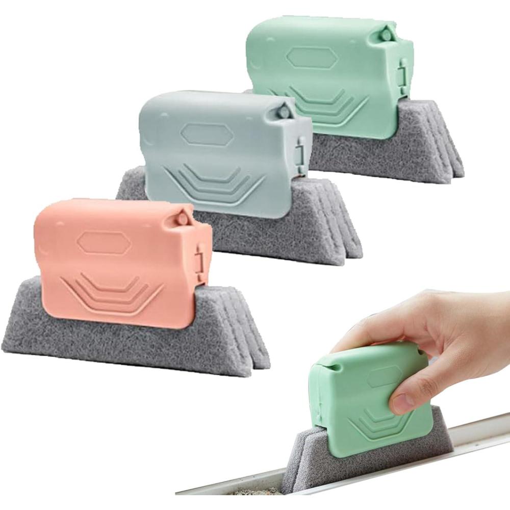 image:imageMagic Window Track Cleaner 2026 New Handheld Cleaning Brush Set Creative Cleaner Brushes Tools for Window lides Gaps Sliding Door Track Tile Lines Shutter Car Vents 2PCS PinkGrey3pcs  Mix