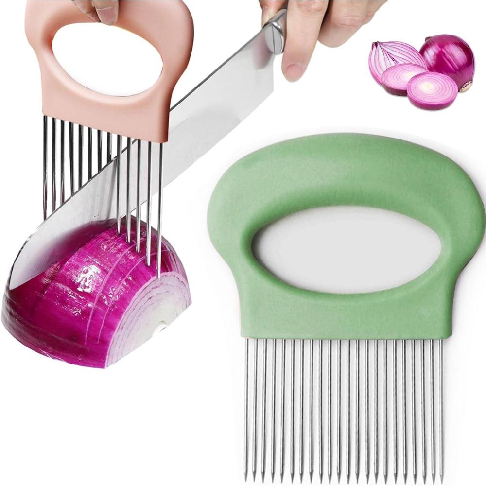 image:imageOnion Slicer 2025 Upgraded Stainless Steel Cutter for Lemon Lemon Slicer Chopper Slicing Assistant Tool for Meat Vegetable Onion Potato Tomato Home Kitchen Tools 1 PinkGreen