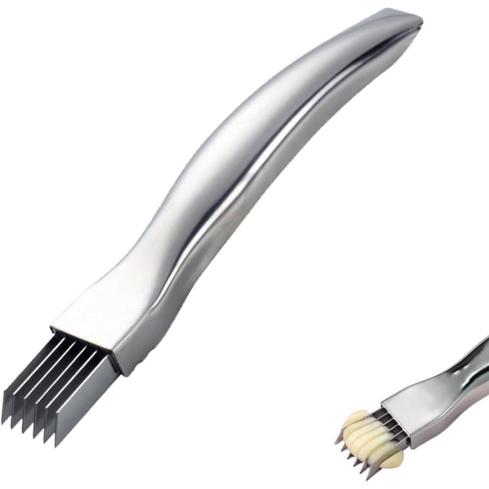 image:imageStainless Steel Onion Cutter 2026 New Shred Silk for Vegetable Household Multifunctional Food Slicer Gadget Home Kitchen Cutter Sharp Scallion Shredding 2PCSGoldSliver1PCSliver