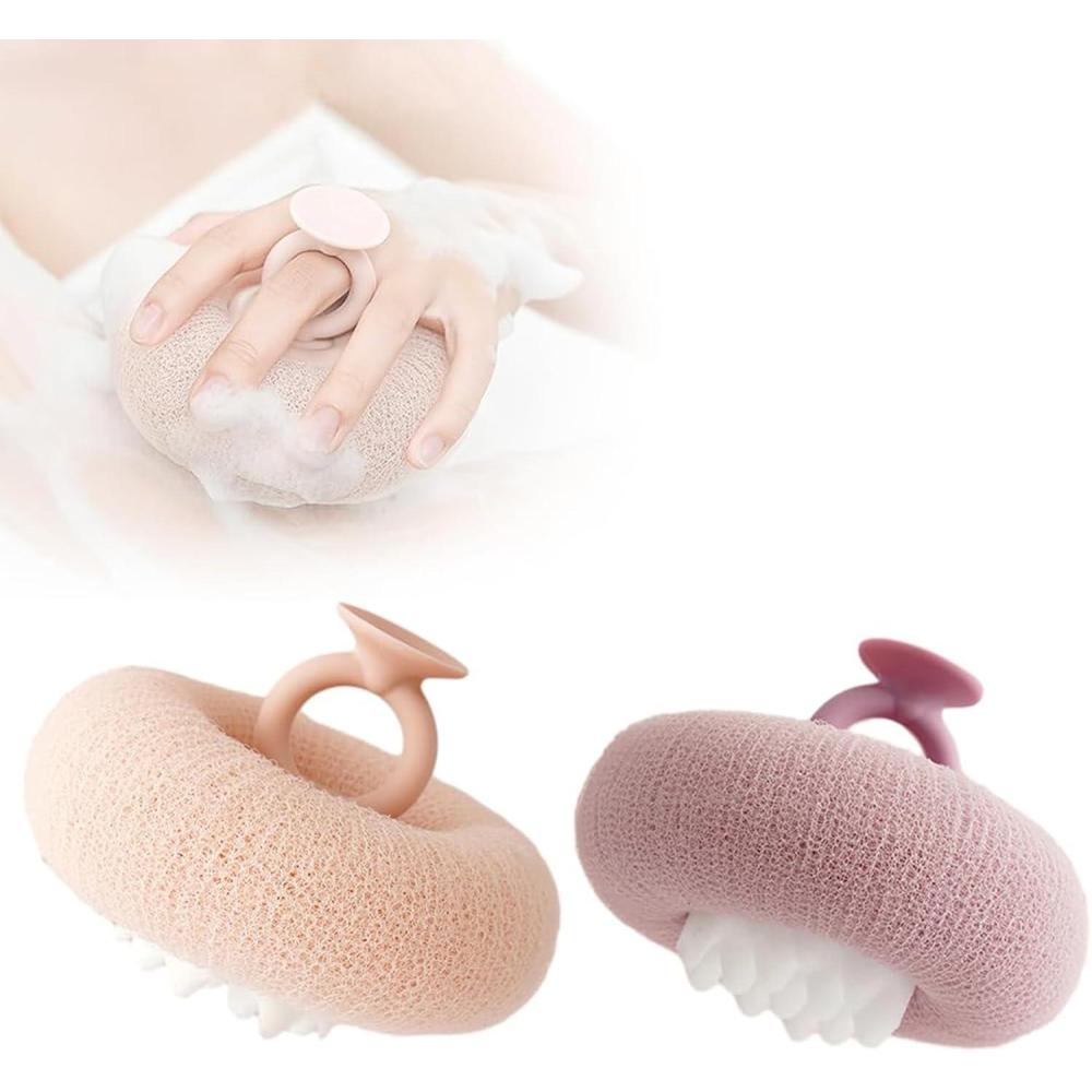 image:imageSuper Soft Sunflower Suction Cup Bath Ball 2025 Upgraded Exfoliating Shower Brushes 2PCS Magic Exfoliating Bath Sponge Sponge Mesh Pouf Shower Ball for Men Women Shower 2PCApricotPurple2pcapricotpurple