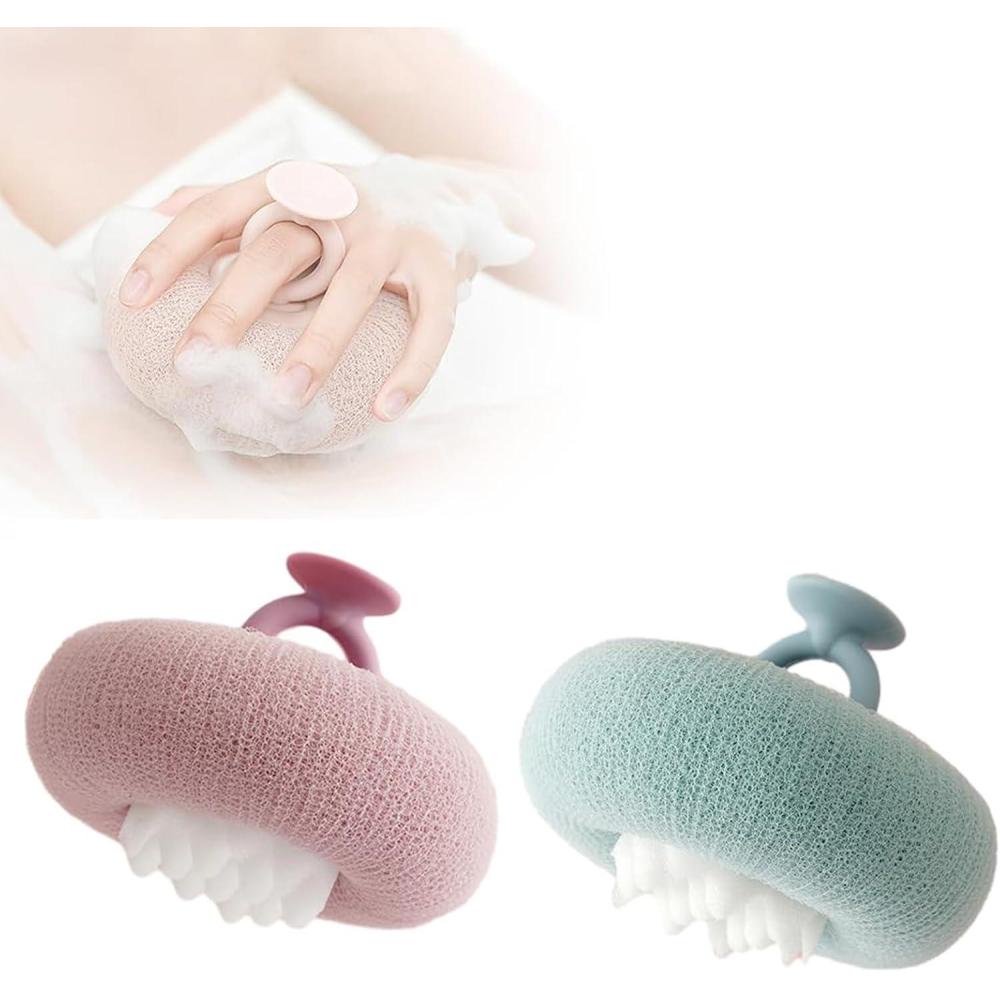 image:imageSuper Soft Sunflower Suction Cup Bath Ball 2025 Upgraded Exfoliating Shower Brushes 2PCS Magic Exfoliating Bath Sponge Sponge Mesh Pouf Shower Ball for Men Women Shower 2PCApricotPurple2pcgreenpurple