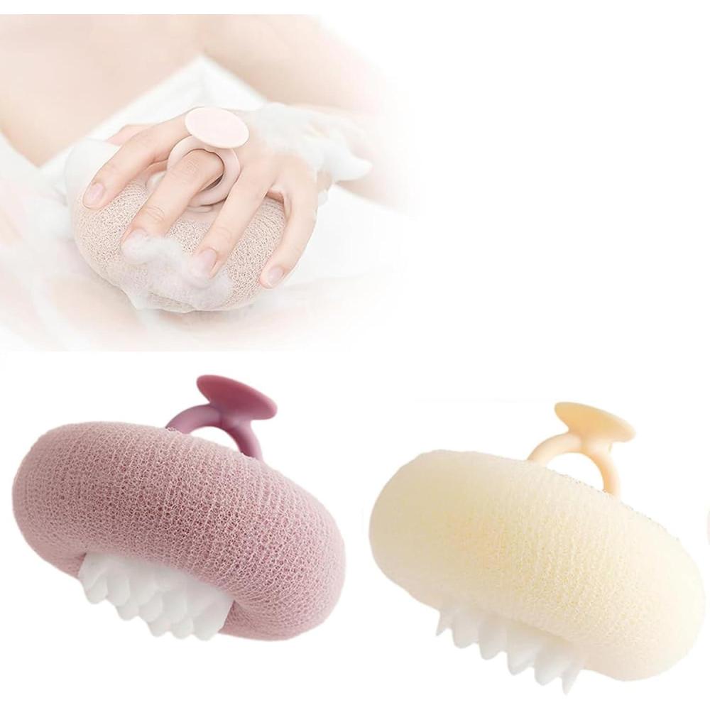 image:imageSuper Soft Sunflower Suction Cup Bath Ball 2025 Upgraded Exfoliating Shower Brushes 2PCS Magic Exfoliating Bath Sponge Sponge Mesh Pouf Shower Ball for Men Women Shower 2PCApricotPurple2pcyellowgreen