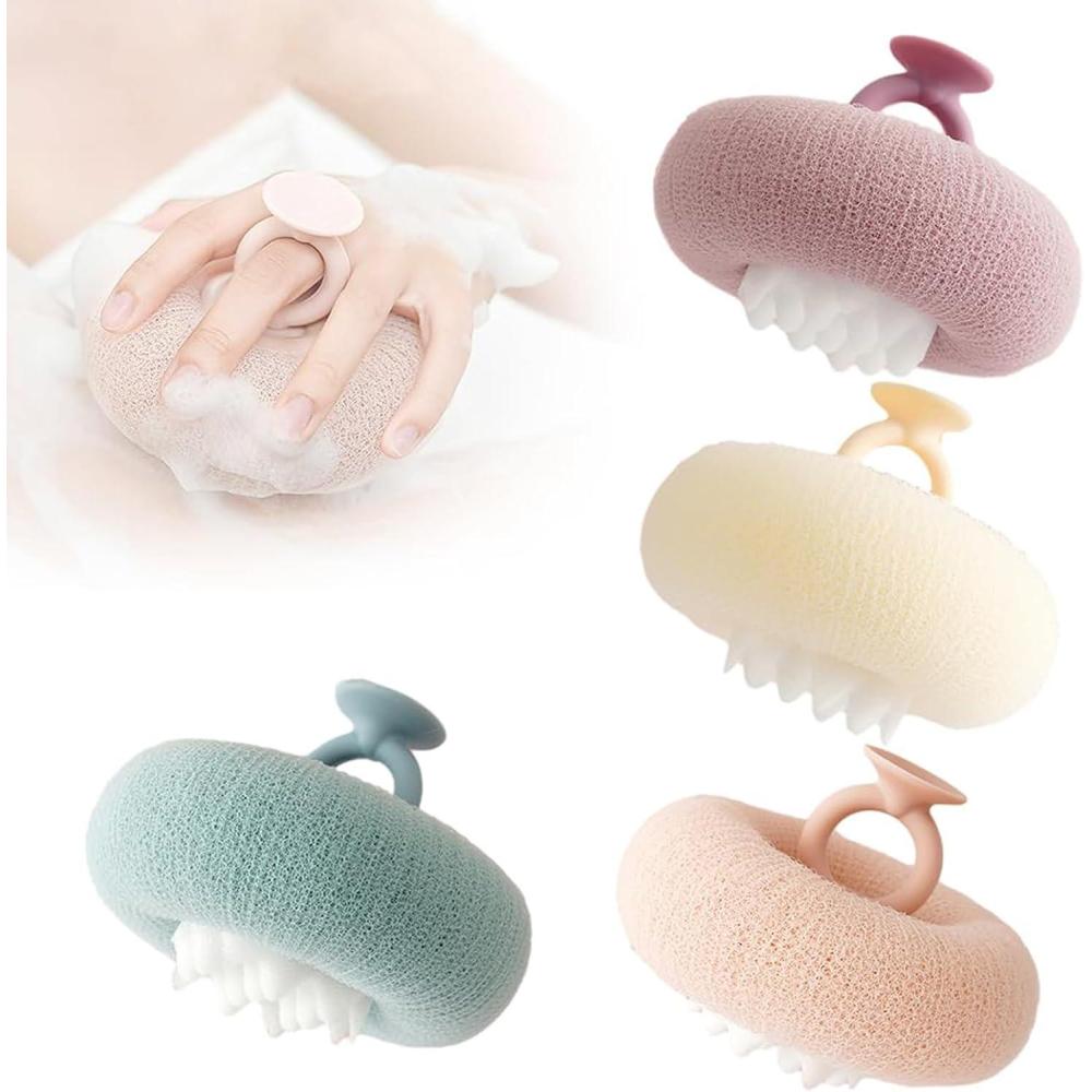 image:imageSuper Soft Sunflower Suction Cup Bath Ball 2025 Upgraded Exfoliating Shower Brushes 2PCS Magic Exfoliating Bath Sponge Sponge Mesh Pouf Shower Ball for Men Women Shower 2PCApricotPurple4pcsmix