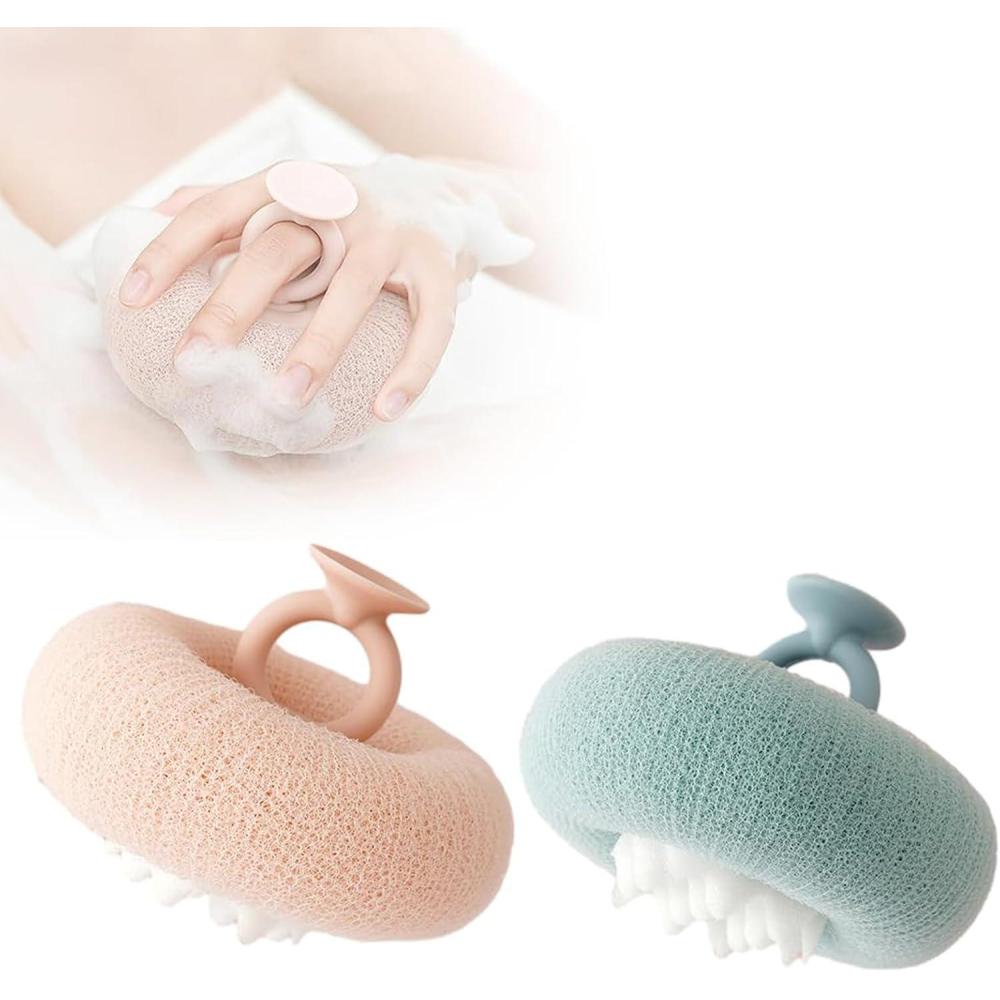 image:imageSuper Soft Sunflower Suction Cup Bath Ball 2025 Upgraded Exfoliating Shower Brushes 2PCS Magic Exfoliating Bath Sponge Sponge Mesh Pouf Shower Ball for Men Women Shower 2PCApricotPurple2pcapricotgreen