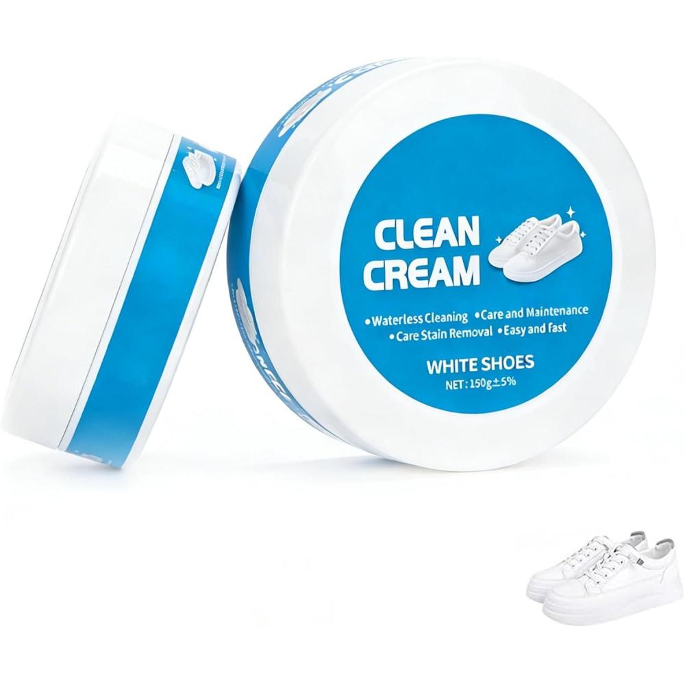 image:imageWhite Shoe Cleaner Cream 2026 Upgraded Multipurpose White Shoe Cleaning Cream for Leather Sneakers Soles Removes Dirt1pc With Sponge