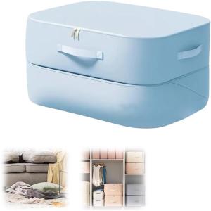 3-Layer Ultra Space Saving Self Compression Organizer, 2026 NEW Multifunctional Organizer with Zipper, Foldable Storage Bag, Compression Bags for Comforters Blankets Bedding Duvet (Blue, Large)(Blue)