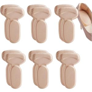 6Pairs Heel Pads Heel Grips Liner for Loose Shoes, 2026 New Back Heel Cushion Pads, Ultra Soothing Anti-Slip Heel Liners Soft Cushion Heel Protector Pads for Women Men Shoes (12, Beige)(Beige)