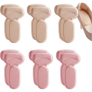 6Pairs Heel Pads Heel Grips Liner for Loose Shoes, 2026 New Back Heel Cushion Pads, Ultra Soothing Anti-Slip Heel Liners Soft Cushion Heel Protector Pads for Women Men Shoes (12, Beige)(Beige&pink)