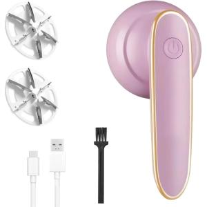 Rechargeable Fabric Shaver, 2025 New Electric Lint Remover, Multi-Functional Pill Remover for Clothes and Furniture, Portable Sweater Defuzzer for Home Use (White)(Pink)