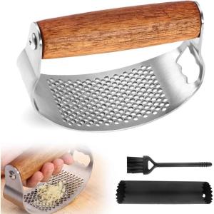 Stainless Steel Garlic Presser, 2025 Upgraded Rocker Professional Garlic Press, Ergonomic Garlic Crusher for Home Kitchen Use, Heavy Duty Mincer Tool Garlic Chopper Garlic Presser Mincer (2)(1)
