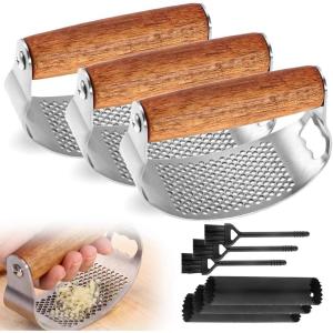 Stainless Steel Garlic Presser, 2025 Upgraded Rocker Professional Garlic Press, Ergonomic Garlic Crusher for Home Kitchen Use, Heavy Duty Mincer Tool Garlic Chopper Garlic Presser Mincer (2)(3)