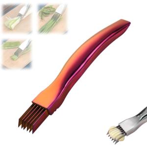 Stainless Steel Onion Cutter, 2026 New Shred Silk for Vegetable, Household Multifunctional Food Slicer Gadget, Home Kitchen Cutter Sharp Scallion Shredding (2PCS(Gold+Sliver))(1PC(Red))