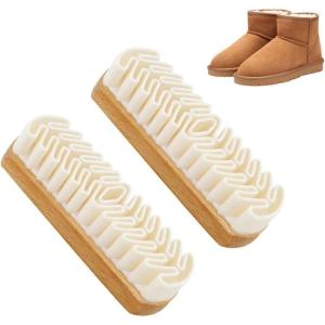 Suede Shoe Brush and Eraser, 2026 Upgraded Suede Brush and Eraser, Multi-Purpose Nubuck Cleaner for Shoes, Bags, Jacket, Purse, Sofa with Wooden Handle, Leather Cleaning Brush (2)(2)