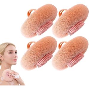 Super Soft Sunflower Suction Cup Bath Ball, 2025 Upgraded Exfoliating Shower Brushes, 2PCS Magic Exfoliating Bath Sponge, Sponge Mesh Pouf Shower Ball for Men, Women Shower (2PC(Apricot+Purple))(4pcs(orange))