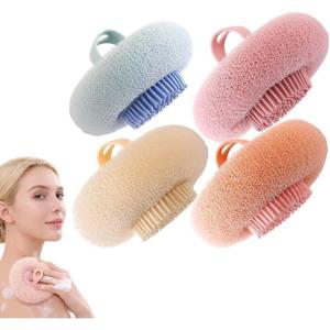 Super Soft Sunflower Suction Cup Bath Ball, 2025 Upgraded Exfoliating Shower Brushes, 2PCS Magic Exfoliating Bath Sponge, Sponge Mesh Pouf Shower Ball for Men, Women Shower (2PC(Apricot+Purple))(4pcs(mix2))
