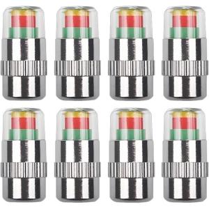 Tire Pressure Monitoring Valve, 2026 New 2.4Bar 36 PSI Tire Pressure Sensor Indicator with Easy-to-Read 3-Color for Car Owners, Universal Car Tire Pressure Monitor, Fits Most Cars (8PCS, Gold)(8PCS  Sliver)