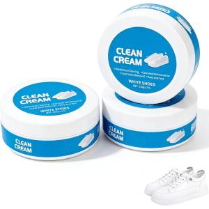 White Shoe Cleaner Cream, 2026 Upgraded Multipurpose White Shoe Cleaning Cream for Leather Sneakers Soles Removes Dirt(3pcs With Sponge)
