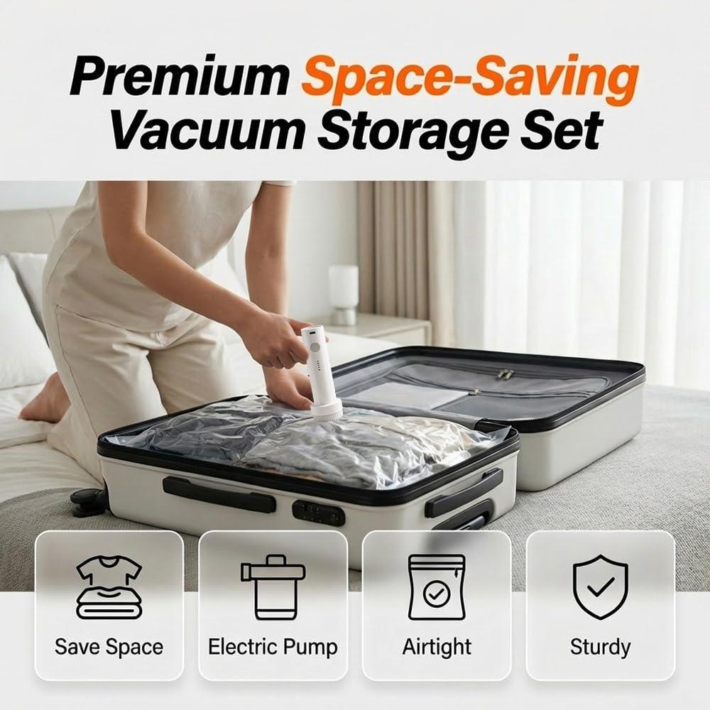 image:imageTravel Vacuum Bags with Cordless Electric Pump 2026 Upgraded Portable Space Saver Bags Carryon Compression for Luggage amp Seasonal Storage 2010