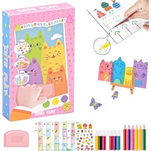35pcs Rainbow Squeeze Art Kit, 2026 New Squeegee Art Craft Kit, Party Favors Novelty Birthday Gifts, Creative Painting Scratch Paper Art Set DIY Postcards Scratch (2)