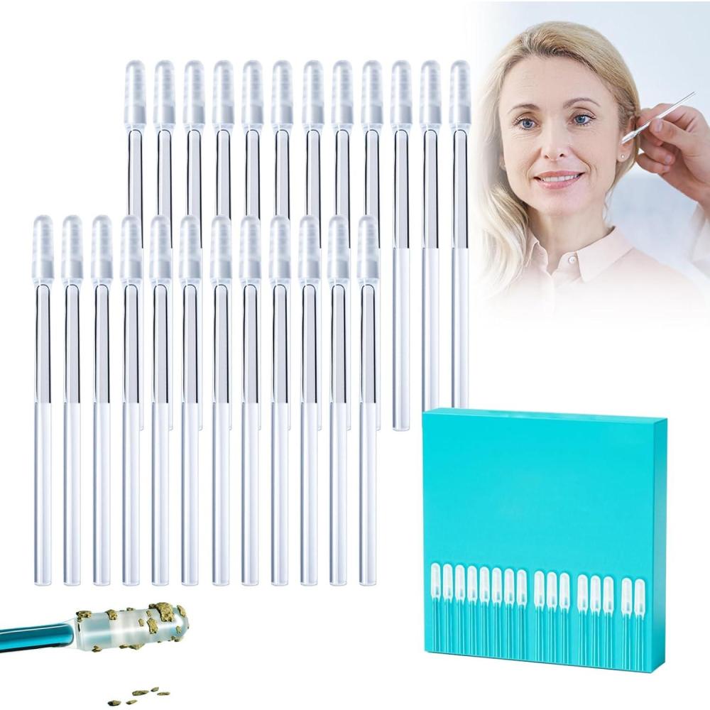 image:imageEarwax Removal Adhesive Swabs 2026 Upgraded Reusable Ear Wax Removal Tools with Dust Cover Packaging Cotonetes para Limpiar Oidos Adhesive Ear Cleaning Sticks for All Ages 72 PCS Large24 Pc