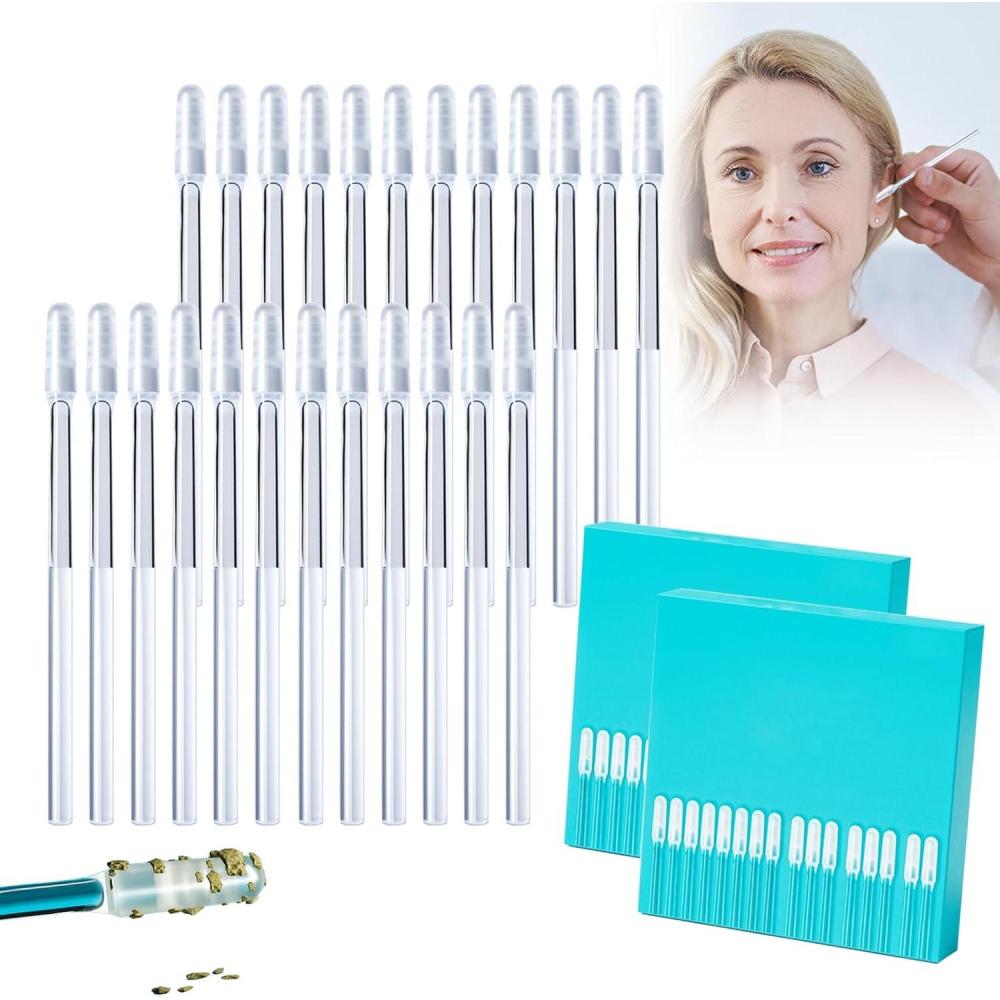 image:imageEarwax Removal Adhesive Swabs 2026 Upgraded Reusable Ear Wax Removal Tools with Dust Cover Packaging Cotonetes para Limpiar Oidos Adhesive Ear Cleaning Sticks for All Ages 72 PCS Large48 Pcs