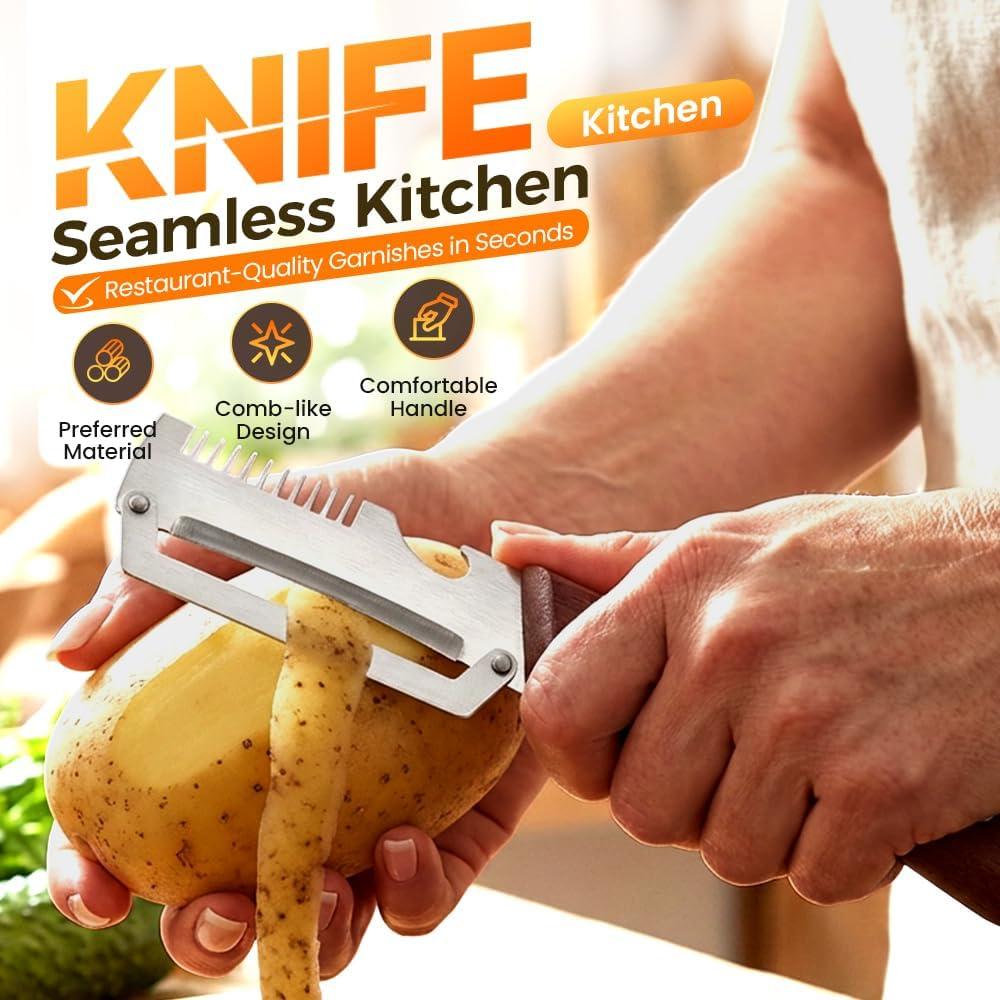 image:imageMultiFunctional Vegetable Peeler for Kitchen 2026 New Stainless Steel Peeler with Wooden Handle and Bottle Opener Kitchen Tool for Fruit Veggie Pumpkin Gifts for Mom Brown1PCBrown2PCS