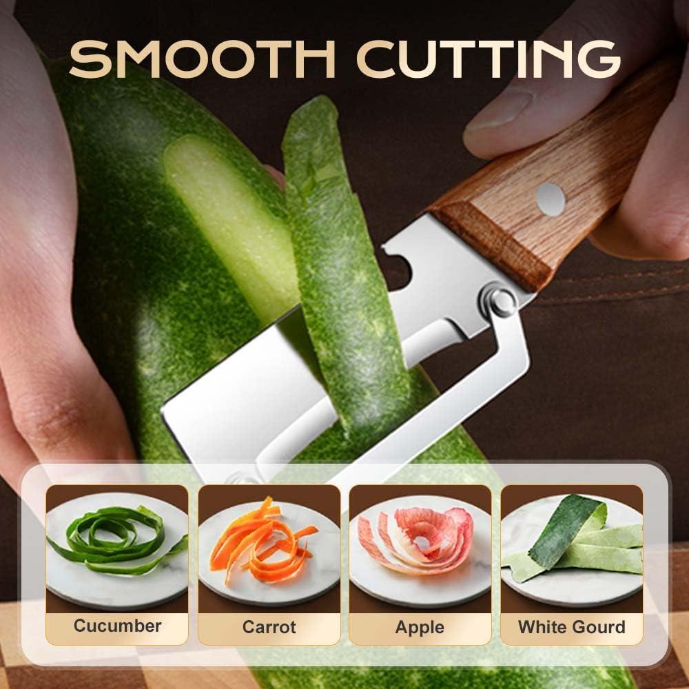 image:imageMultiFunctional Vegetable Peeler for Kitchen 2026 New Stainless Steel Peeler with Wooden Handle and Bottle Opener Kitchen Tool for Fruit Veggie Pumpkin Gifts for Mom Brown1PCWood1PC